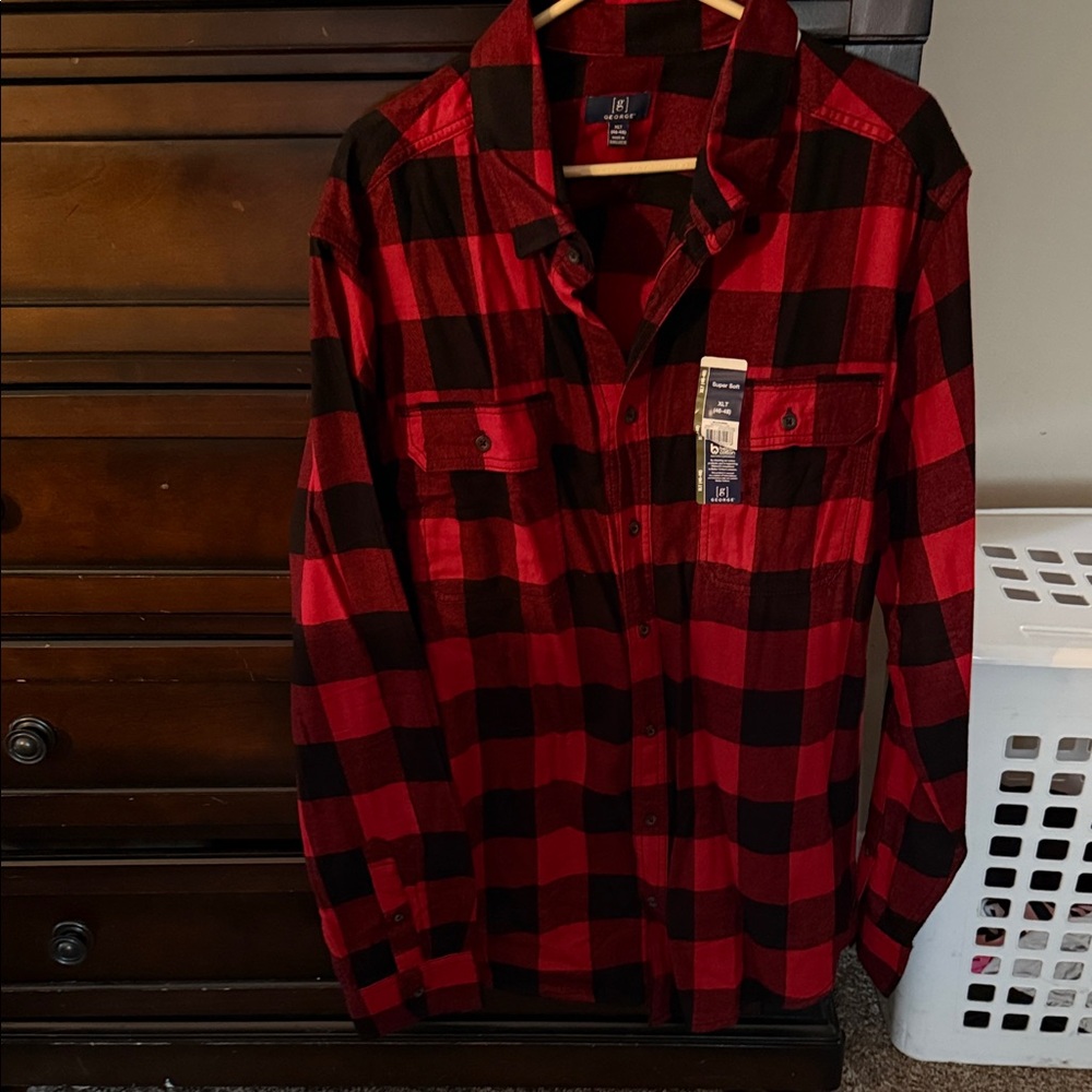 George Red and Black Checkered Men's Shirt